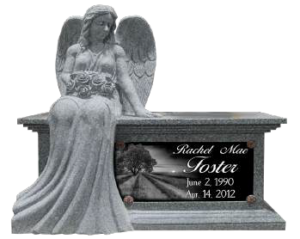 sitting angel cremation bench